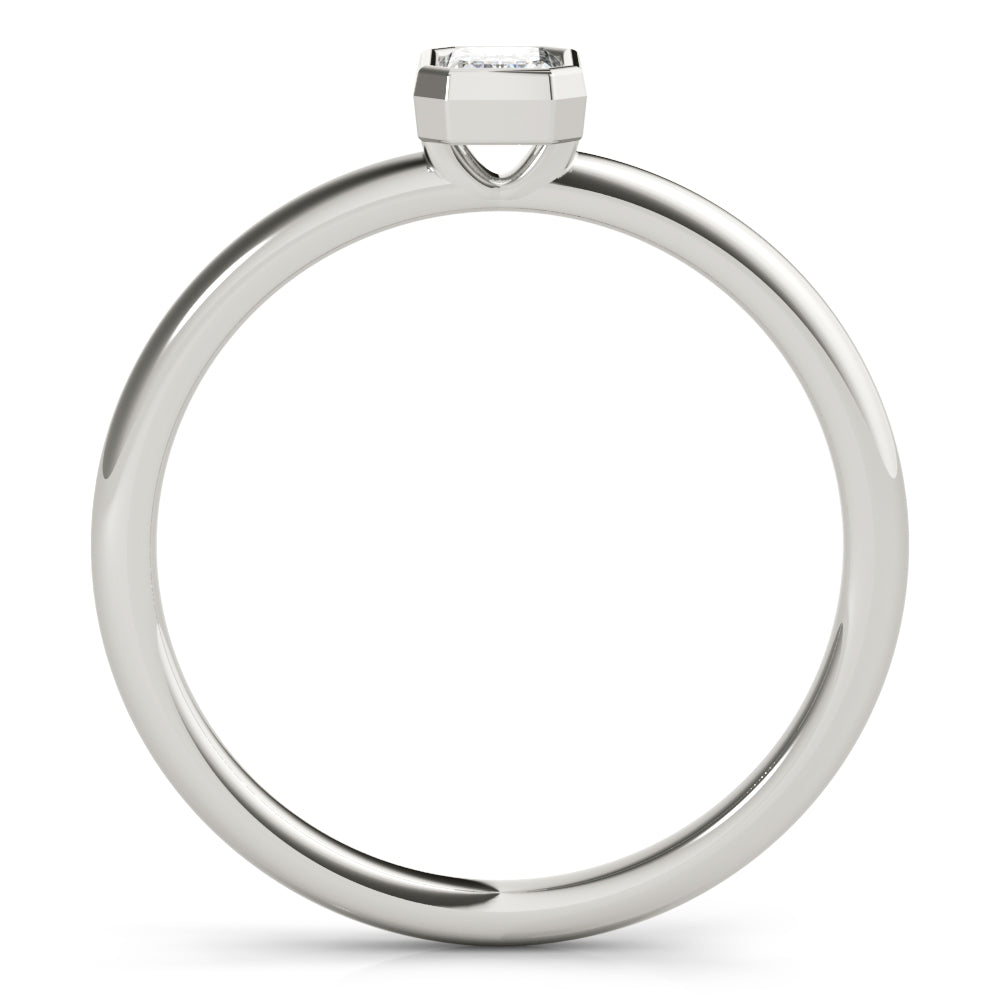 14k Gold Emerald-Cut Lab-Grown Diamond Ring in Bezel Setting.