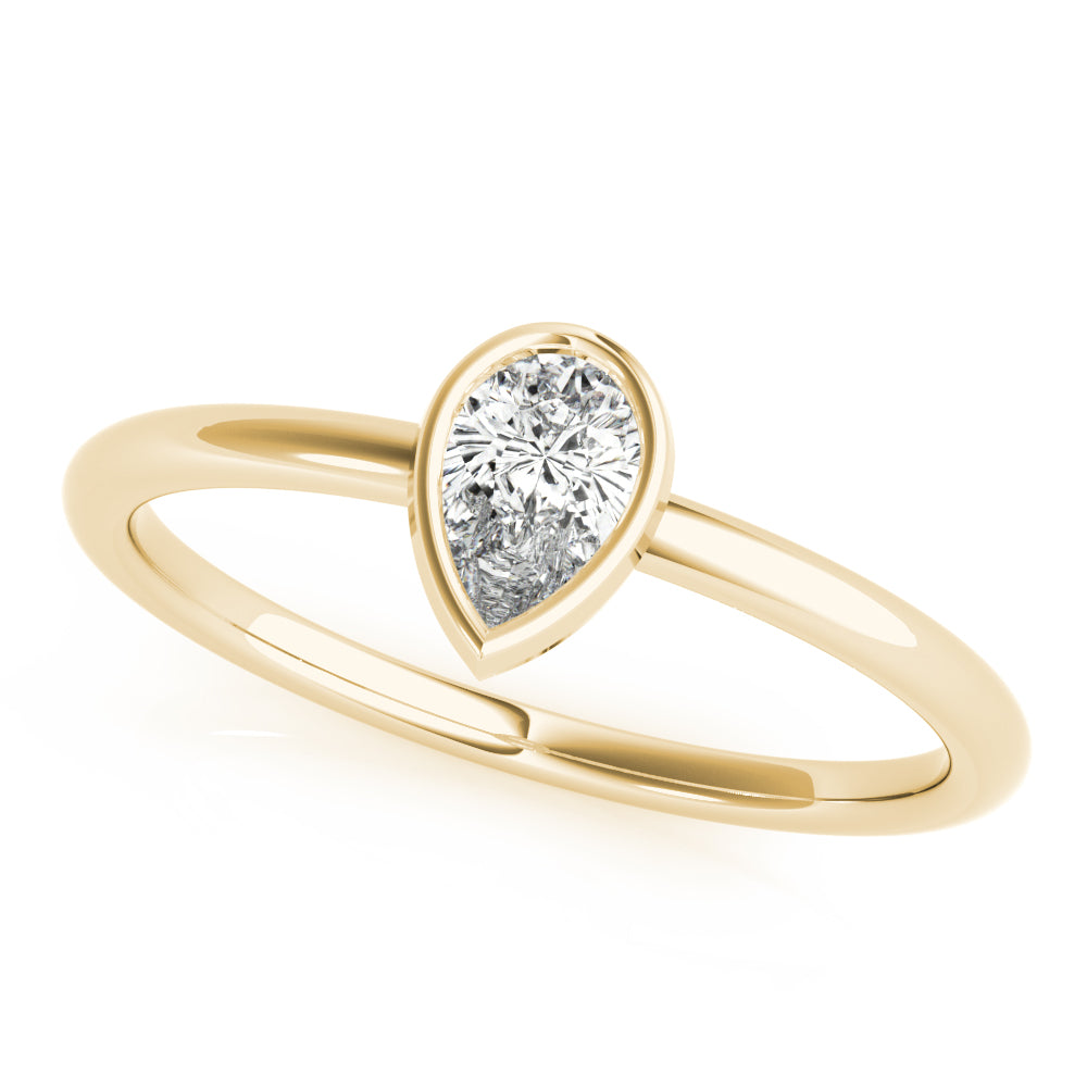 14k Gold Tear of Joy Ring with Pear-Shaped Lab-Grown Diamond in Bezel Setting.
