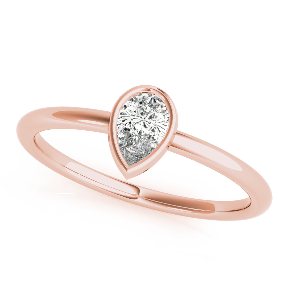 14k Gold Tear of Joy Ring with Pear-Shaped Lab-Grown Diamond in Bezel Setting.