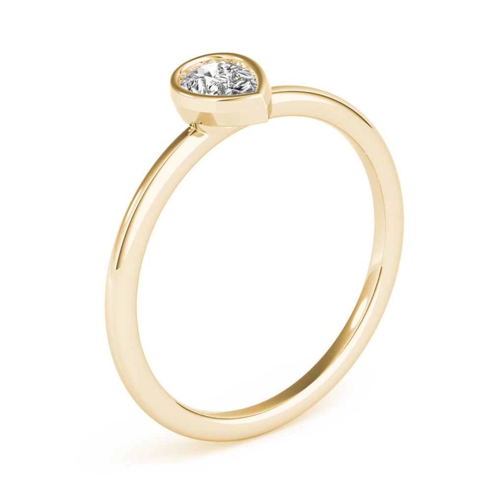 14k Gold Tear of Joy Ring with Pear-Shaped Lab-Grown Diamond in Bezel Setting.