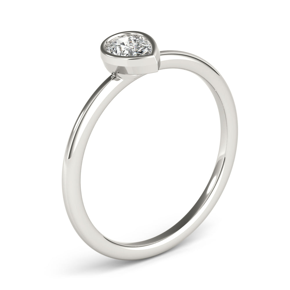 14k Gold Tear of Joy Ring with Pear-Shaped Lab-Grown Diamond in Bezel Setting.