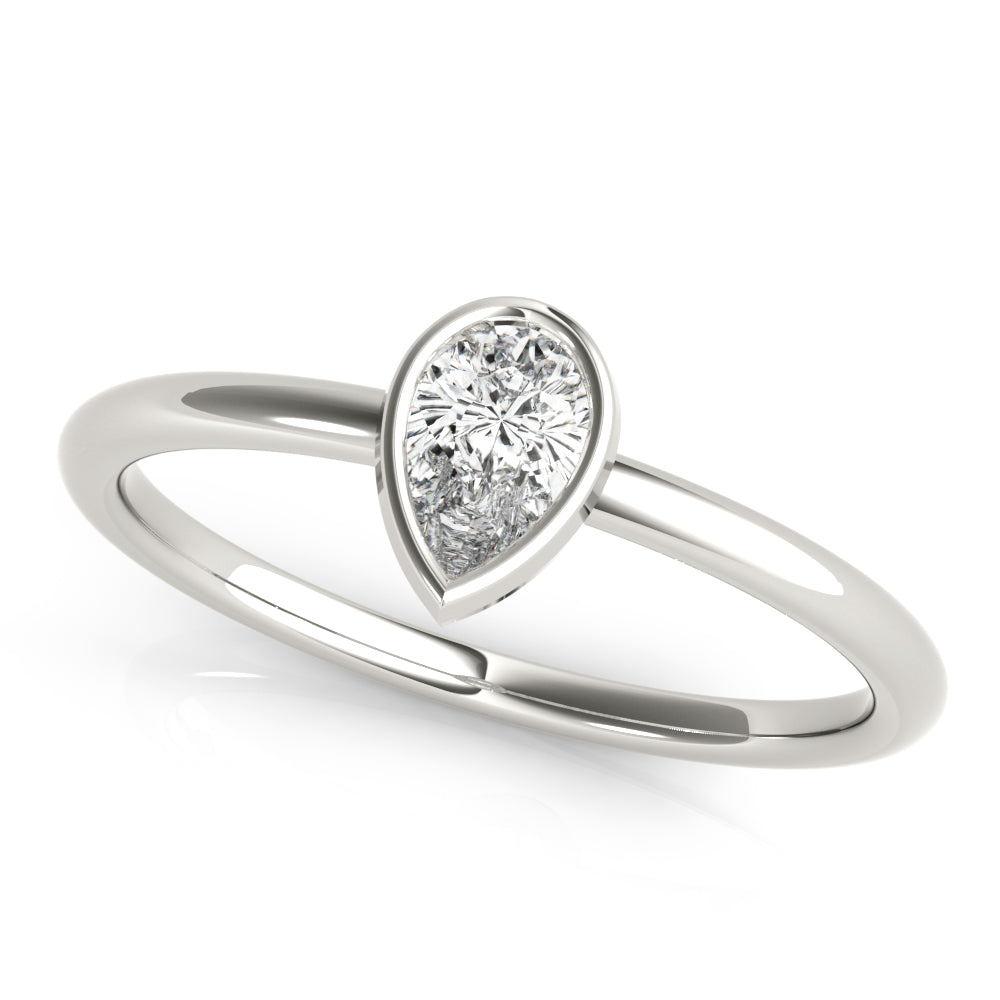 14k Gold Tear of Joy Ring with Pear-Shaped Lab-Grown Diamond in Bezel Setting.