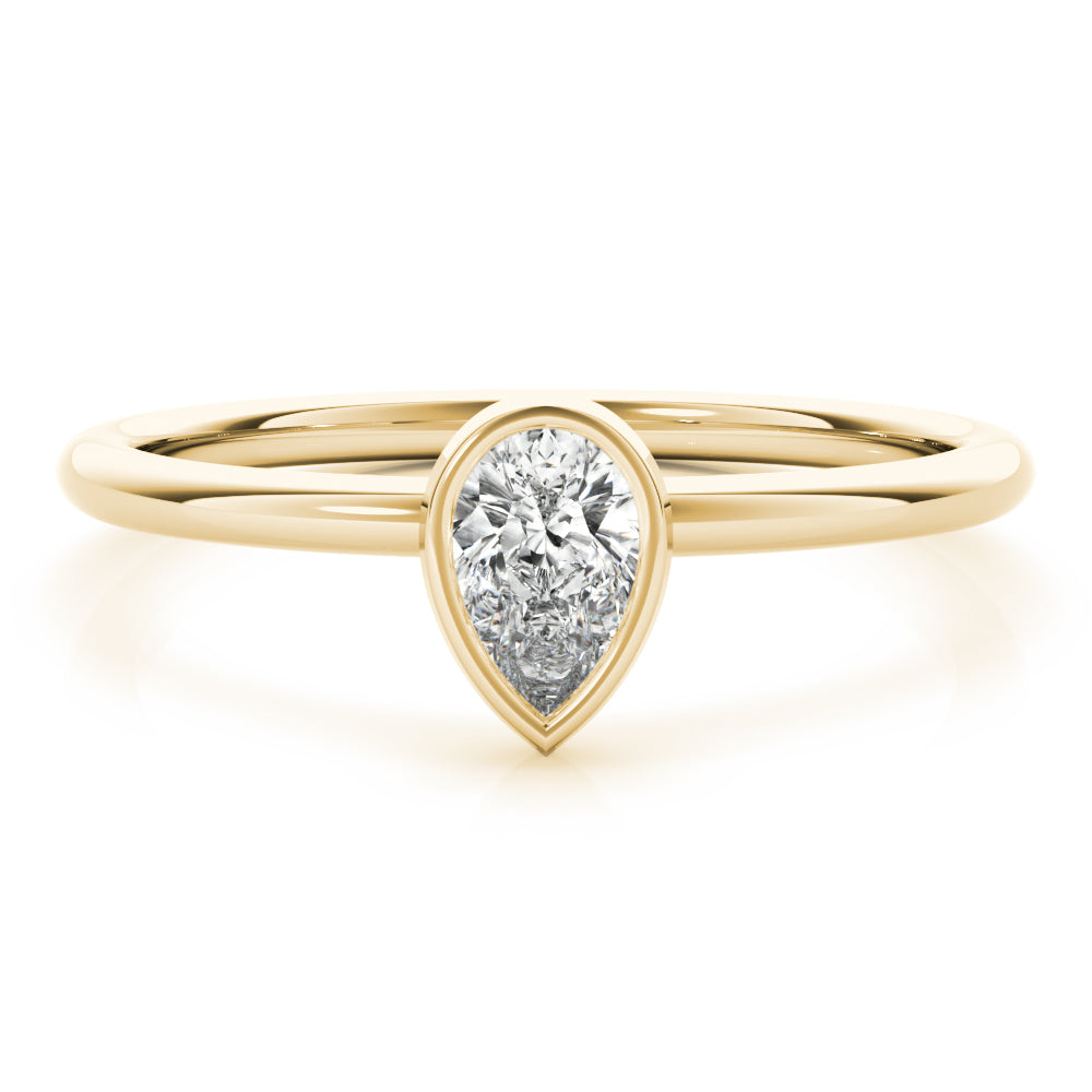 14k Gold Tear of Joy Ring with Pear-Shaped Lab-Grown Diamond in Bezel Setting.