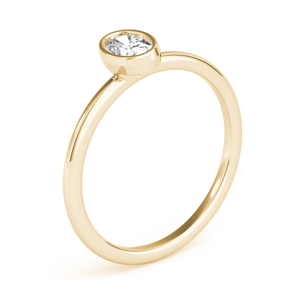 14k gold oval-cut diamond ring with a bezel setting, symbolizing unity and protection.