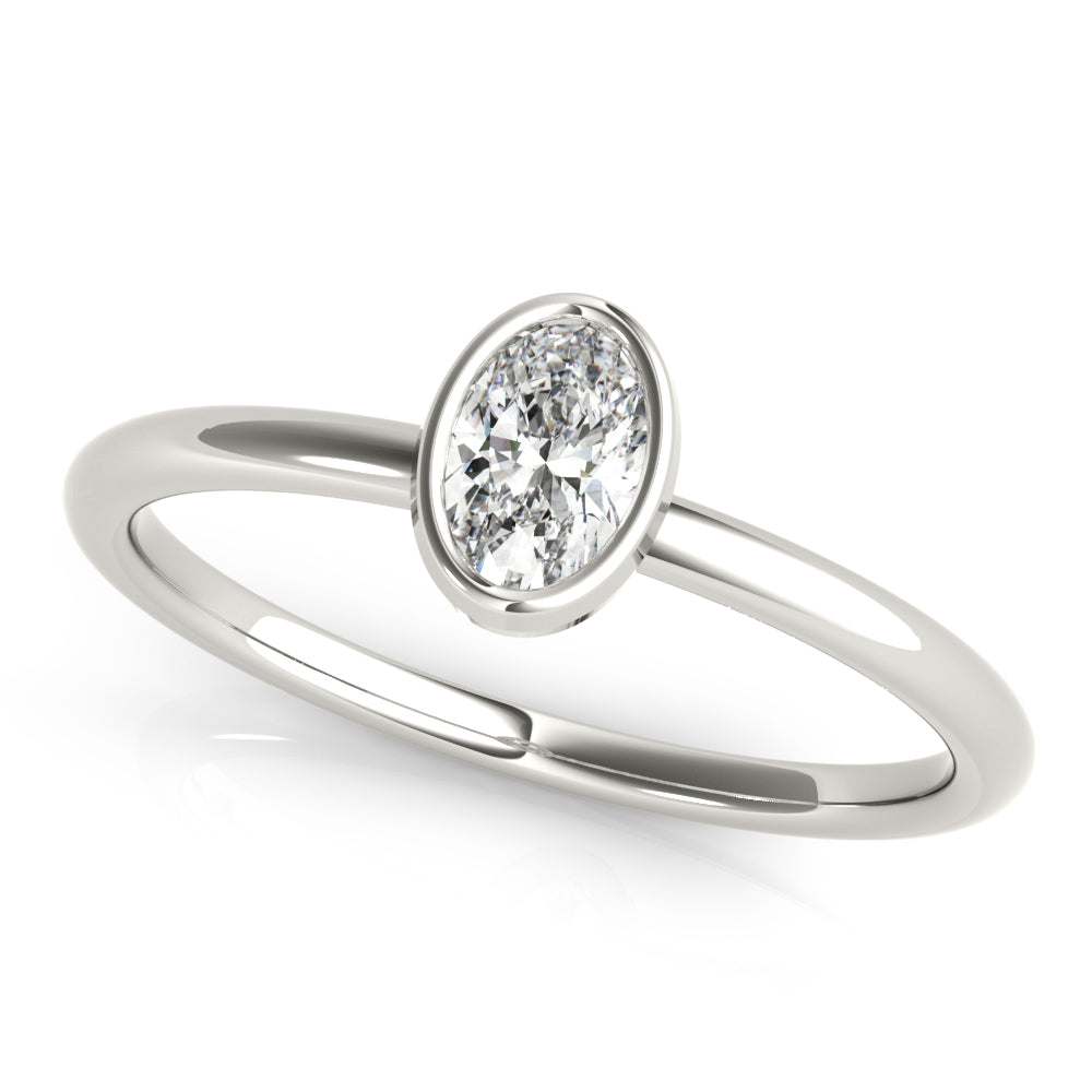 14k gold oval-cut diamond ring with a bezel setting, symbolizing unity and protection.