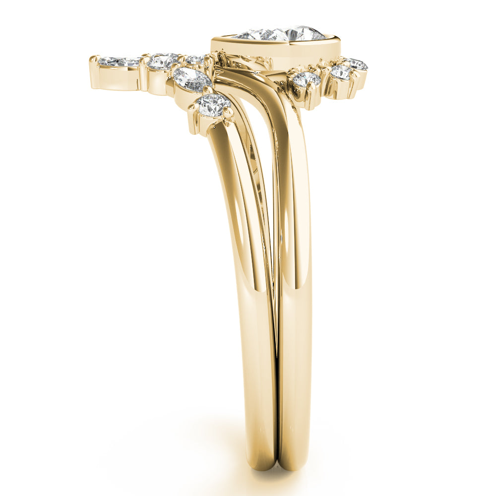 Blossom Cluster Diamond Ring featuring floral-inspired diamond arrangement.
Nature-inspired diamond ring with marquise, round, and pear-shaped stones in 14k gold.
Elegant diamond cluster ring symbolizing growth and renewal.