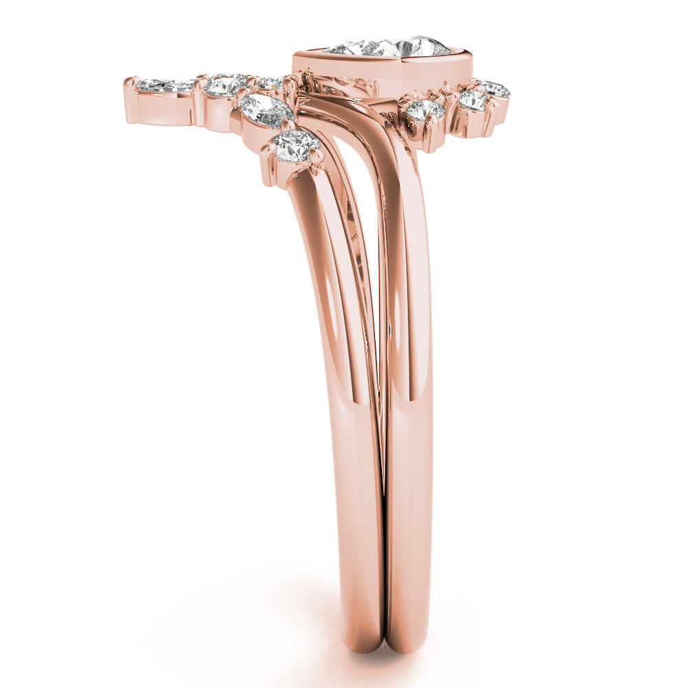 Blossom Cluster Diamond Ring featuring floral-inspired diamond arrangement.
Nature-inspired diamond ring with marquise, round, and pear-shaped stones in 14k gold.
Elegant diamond cluster ring symbolizing growth and renewal.