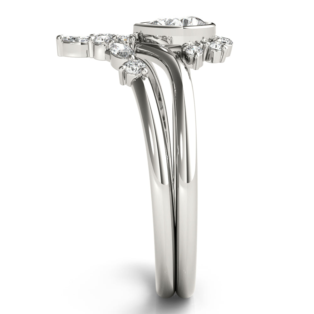 Blossom Cluster Diamond Ring featuring floral-inspired diamond arrangement.
Nature-inspired diamond ring with marquise, round, and pear-shaped stones in 14k gold.
Elegant diamond cluster ring symbolizing growth and renewal.