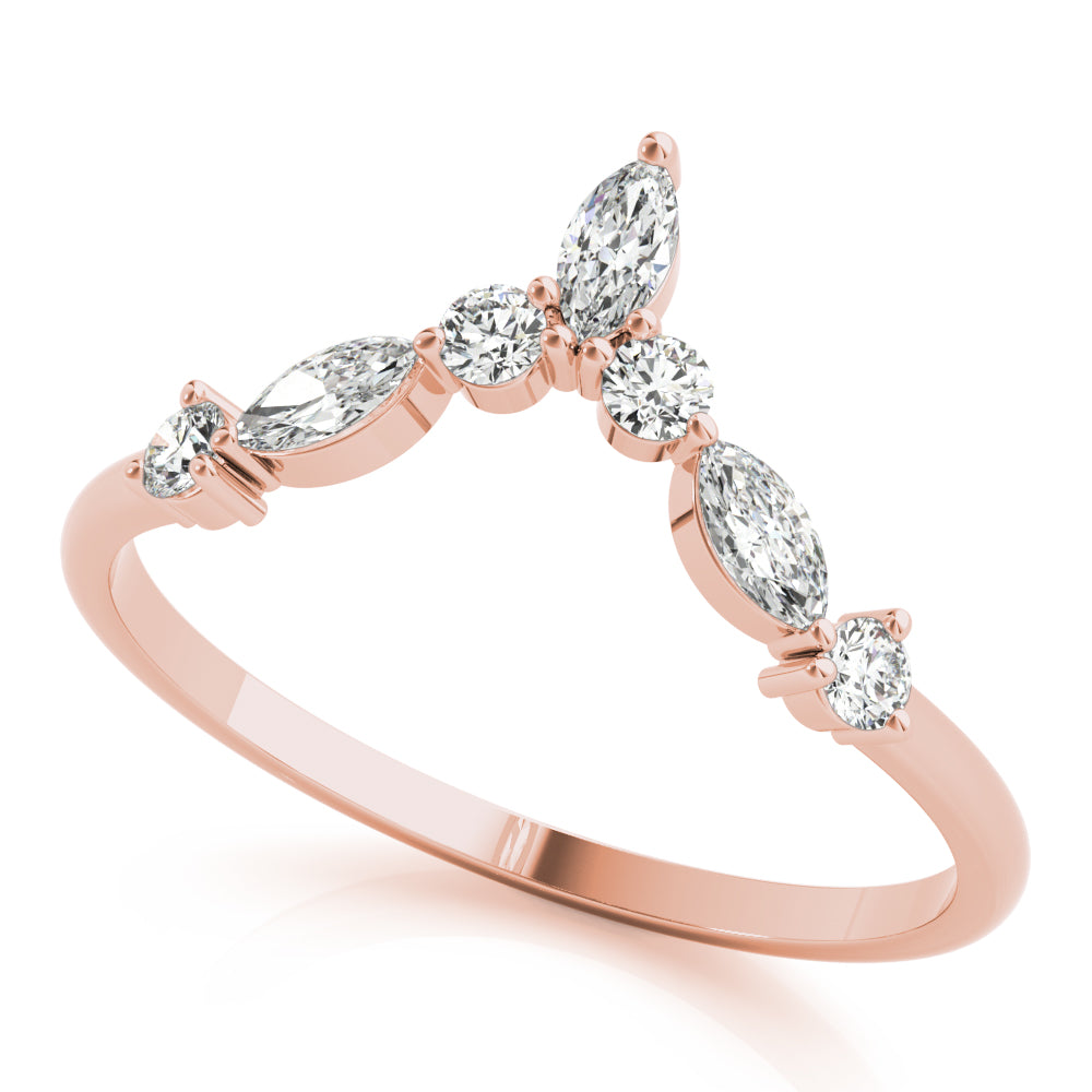 Marquise and round diamond ring with floral-inspired design.
Lab-grown diamond ring featuring petal-shaped diamonds.
Elegant diamond cluster ring with nature-inspired symmetry.