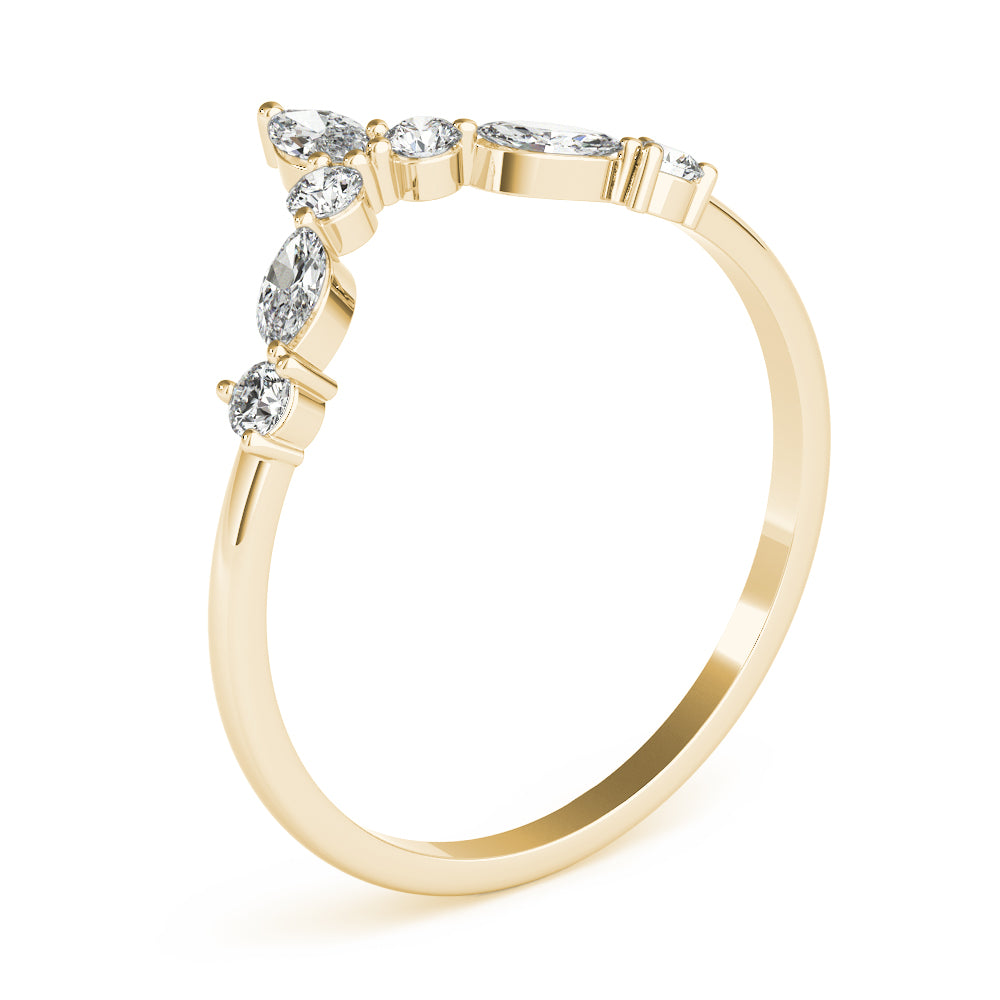 Marquise and round diamond ring with floral-inspired design.
Lab-grown diamond ring featuring petal-shaped diamonds.
Elegant diamond cluster ring with nature-inspired symmetry.