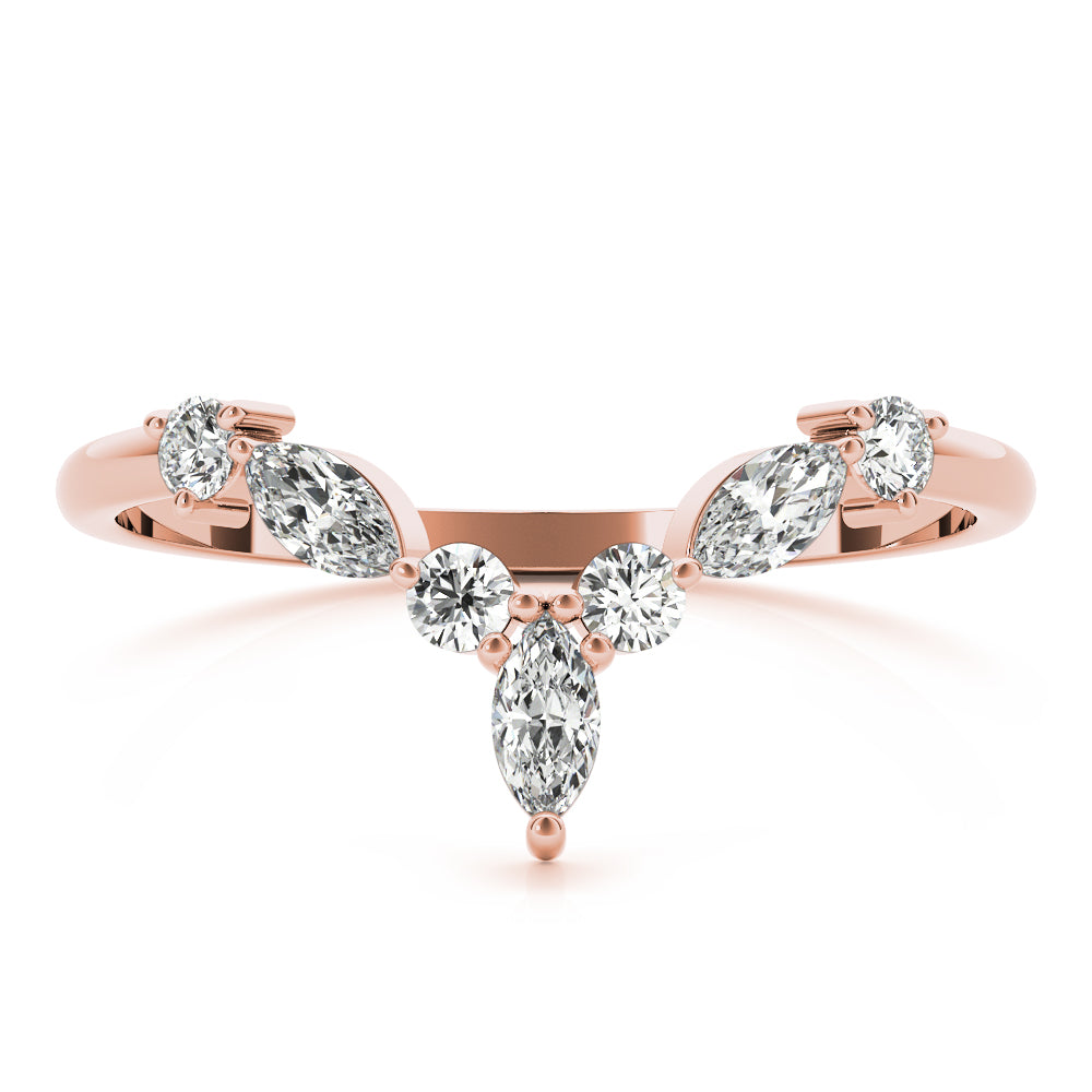 Marquise and round diamond ring with floral-inspired design.
Lab-grown diamond ring featuring petal-shaped diamonds.
Elegant diamond cluster ring with nature-inspired symmetry.