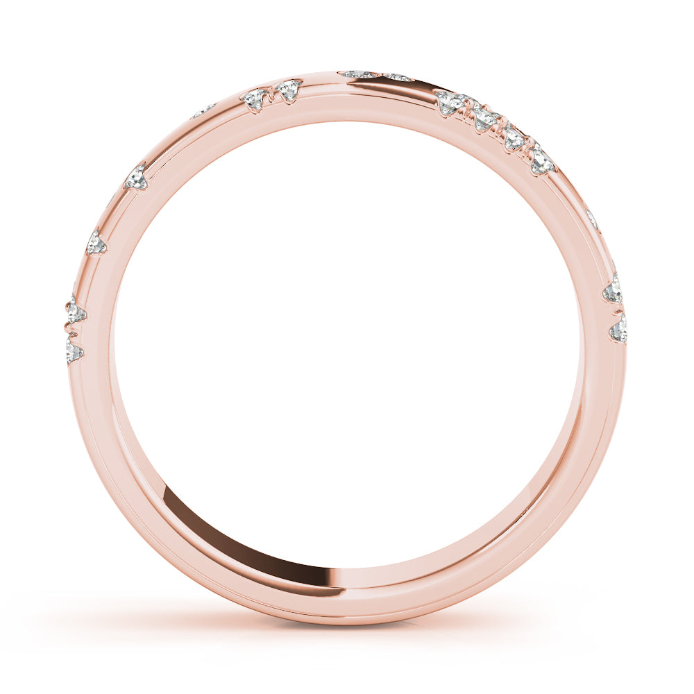 14k Gold Ring with Scattered Lab-Grown Diamonds, Contemporary Design.