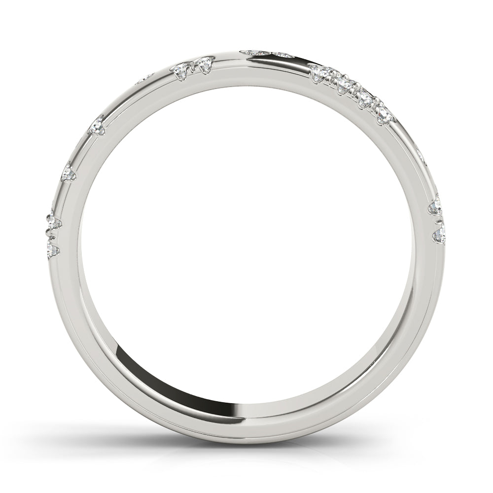 14k Gold Ring with Scattered Lab-Grown Diamonds, Contemporary Design.