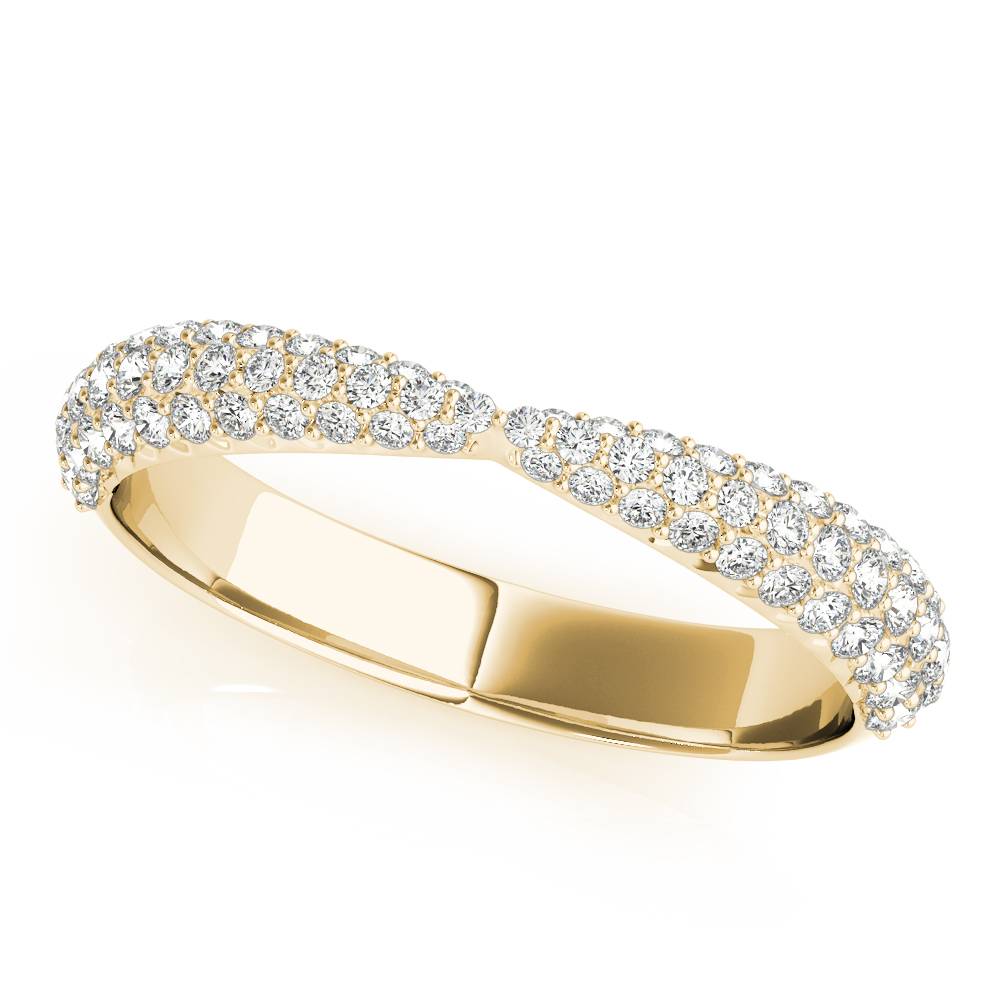 14k gold crossover diamond band featuring lab-grown diamonds, symbolizing unity and protection.