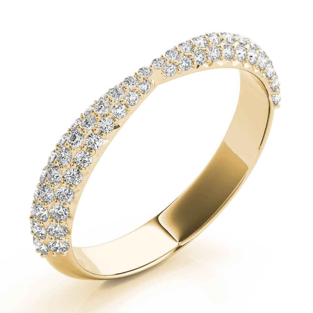 14k gold crossover diamond band featuring lab-grown diamonds, symbolizing unity and protection.
