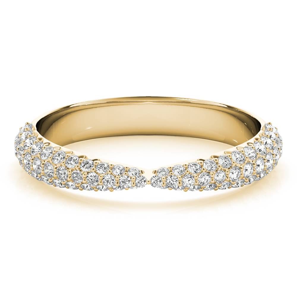 14k gold crossover diamond band featuring lab-grown diamonds, symbolizing unity and protection.