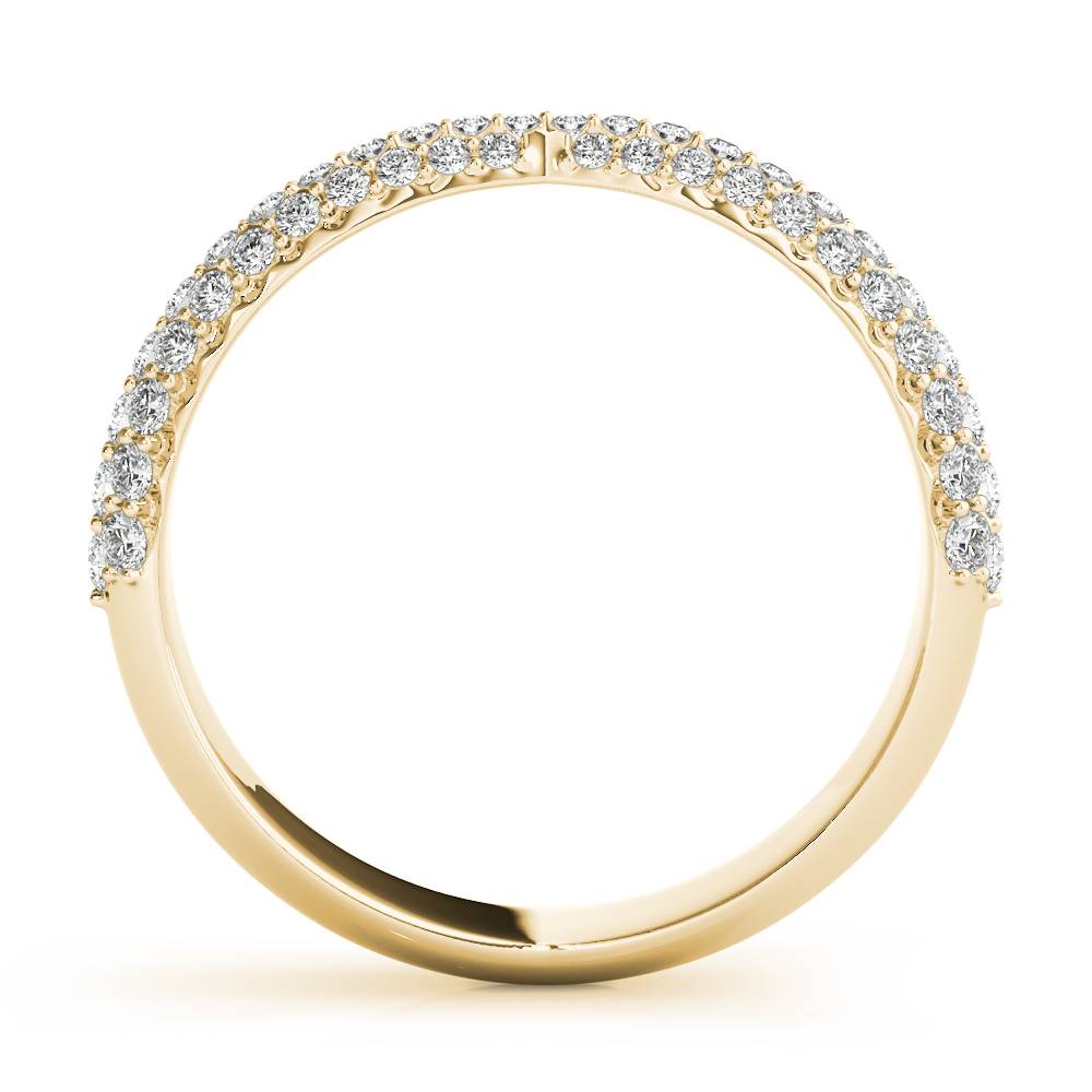 14k gold crossover diamond band featuring lab-grown diamonds, symbolizing unity and protection.