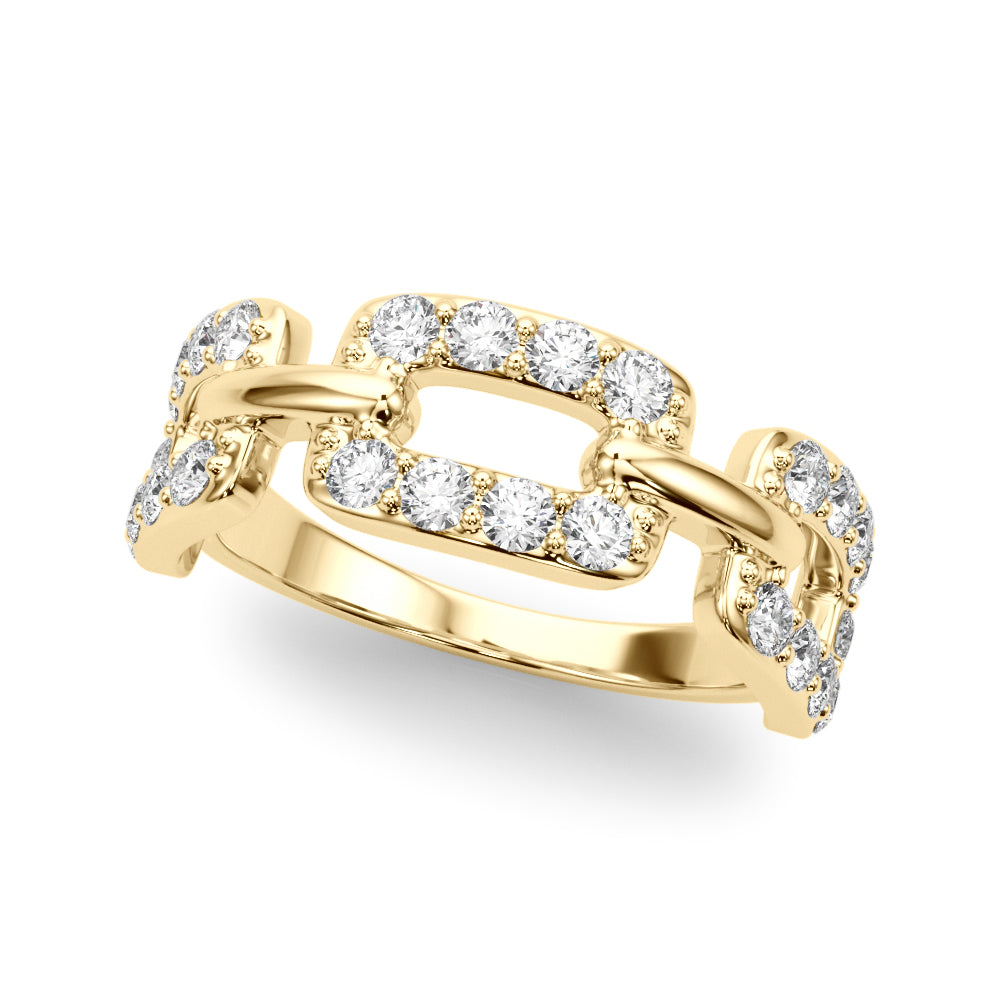 14k gold interlocking diamond eternity ring featuring lab-grown diamonds.