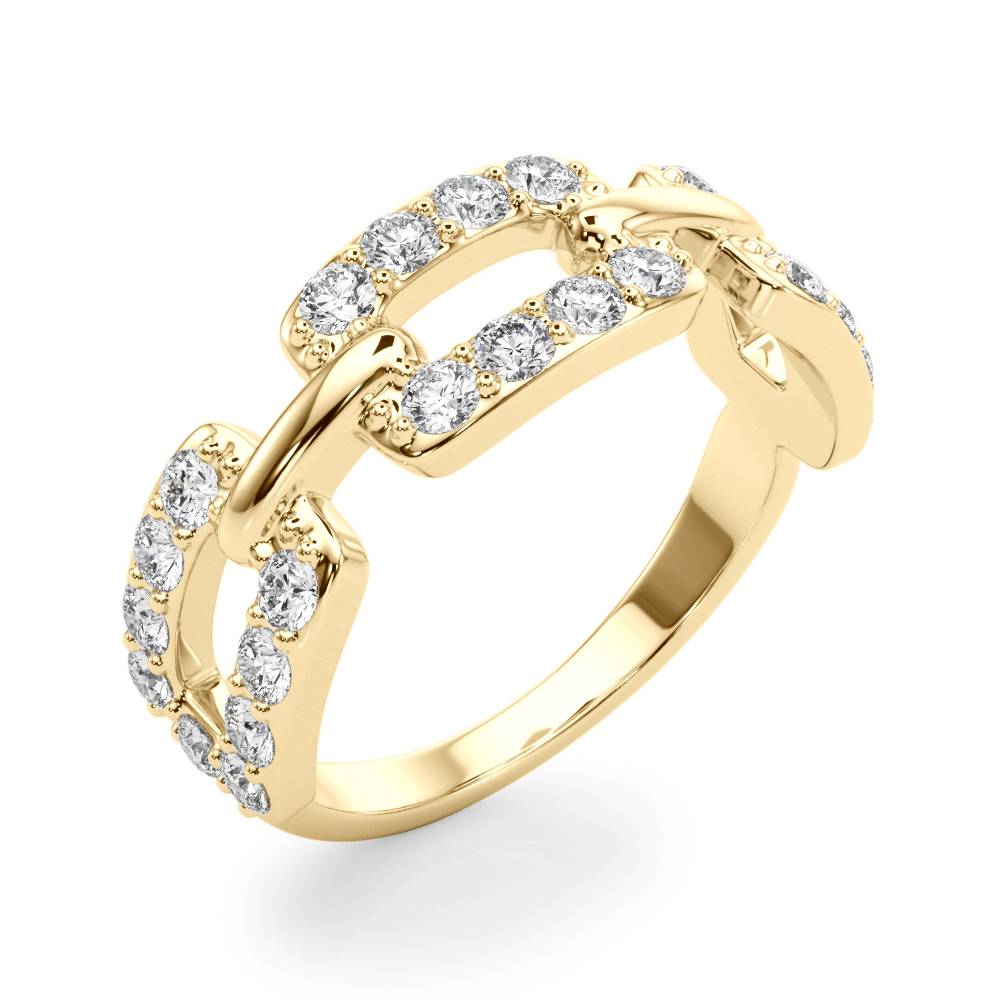 14k gold interlocking diamond eternity ring featuring lab-grown diamonds.