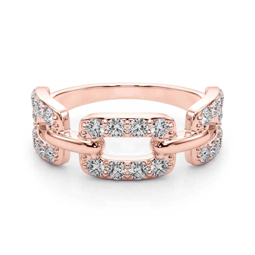 14k gold interlocking diamond eternity ring featuring lab-grown diamonds.