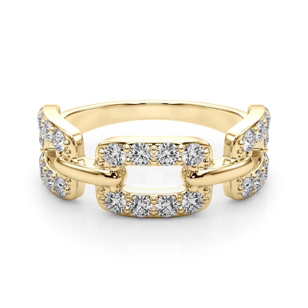 14k gold interlocking diamond eternity ring featuring lab-grown diamonds.
