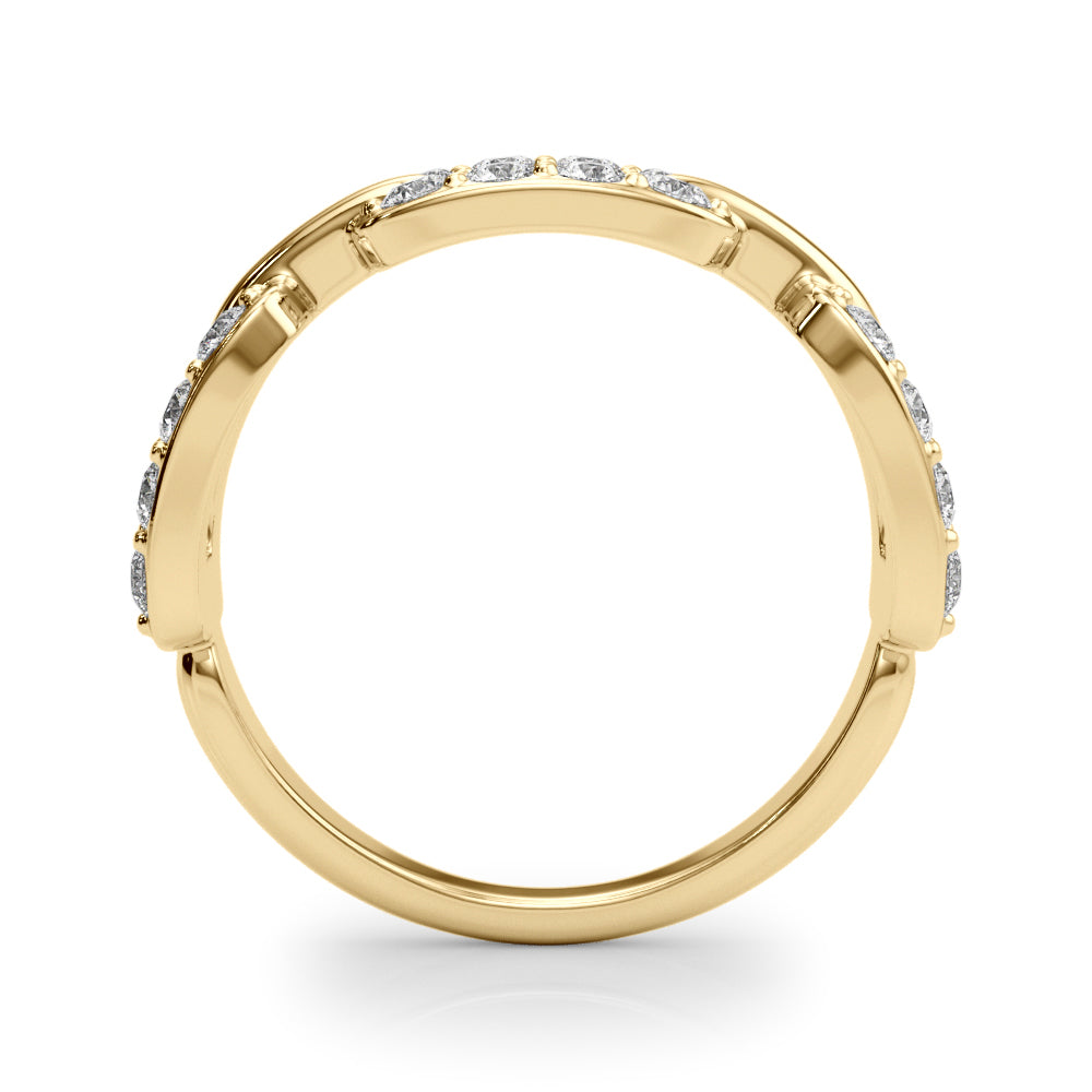 14k gold interlocking diamond eternity ring featuring lab-grown diamonds.