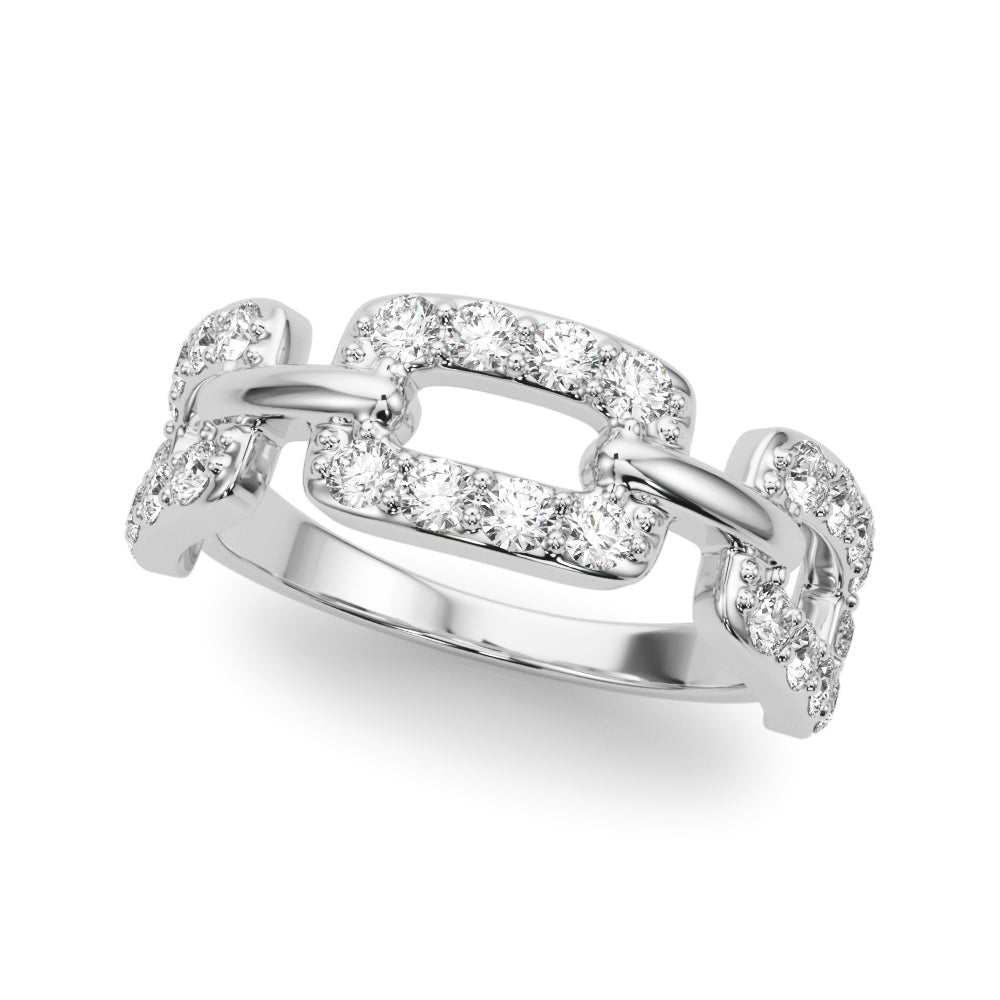 14k gold interlocking diamond eternity ring featuring lab-grown diamonds.