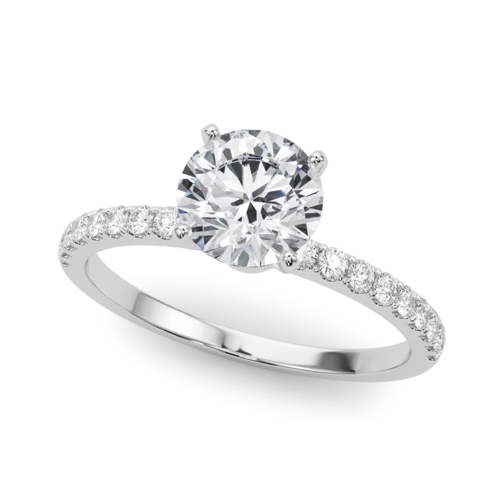 14k white gold Timeless Solitaire Ring with round lab-grown diamond and sleek four-prong setting.