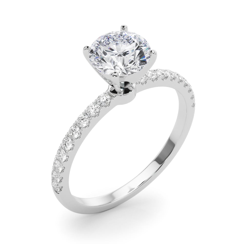 14k white gold Timeless Solitaire Ring with round lab-grown diamond and sleek four-prong setting.