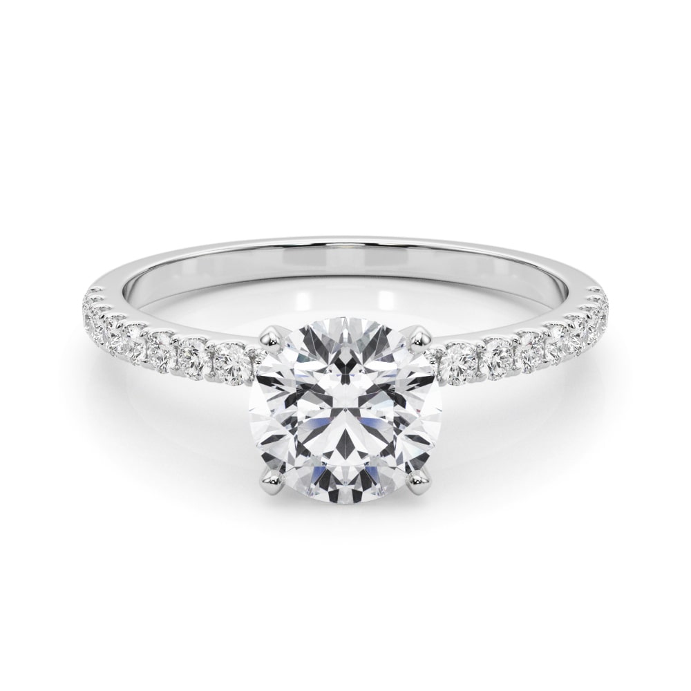 14k white gold Timeless Solitaire Ring with round lab-grown diamond and sleek four-prong setting.