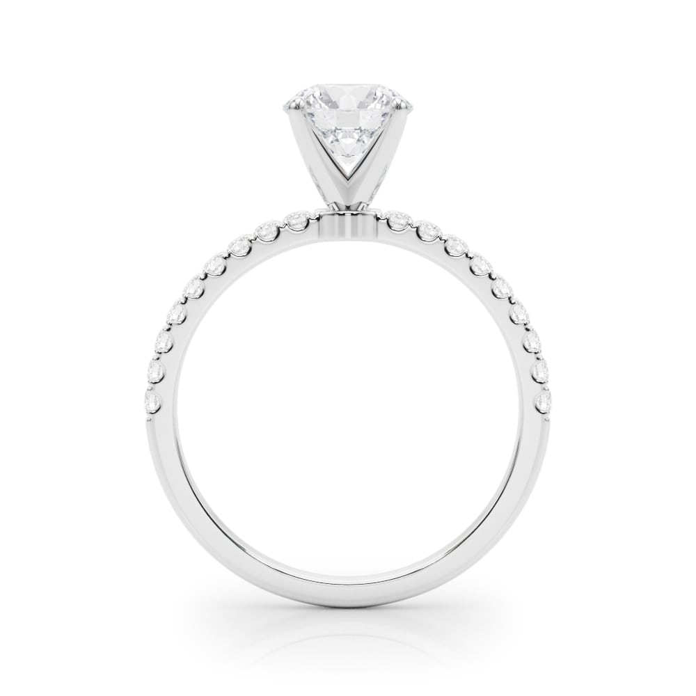 14k white gold Timeless Solitaire Ring with round lab-grown diamond and sleek four-prong setting.
