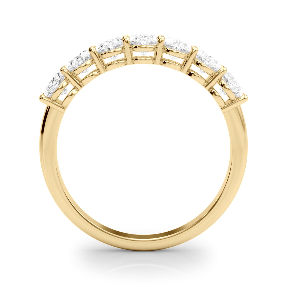 14k white gold ring with oval-cut lab-grown diamonds arranged in a graceful curve.