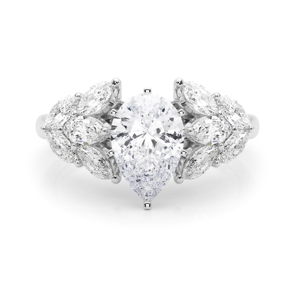 14k gold Harmony Petal Ring featuring a central Lovinity diamond surrounded by marquise-shaped diamonds.