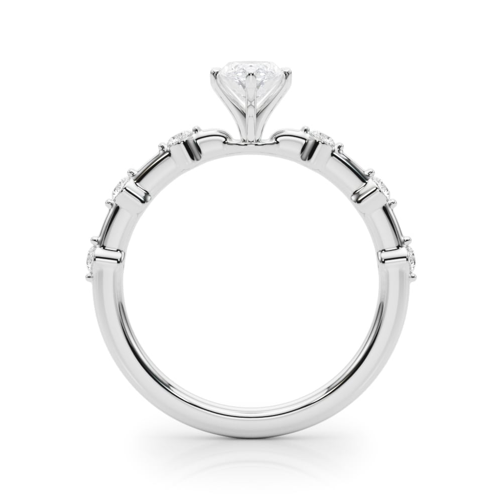 14k yellow gold Infinite Grace Ring featuring a marquise-cut Lovinity diamond and round diamonds set along the band.