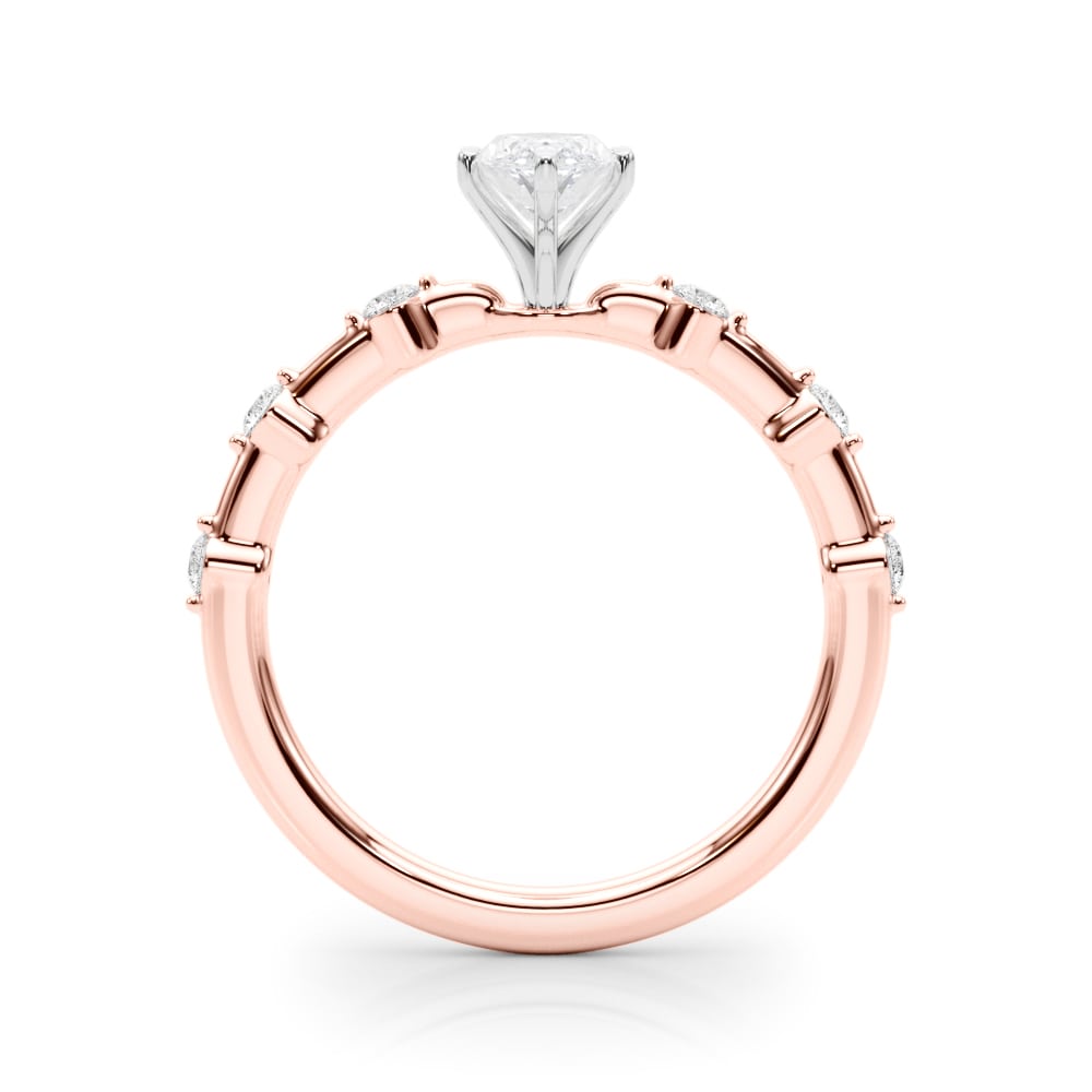 14k yellow gold Infinite Grace Ring featuring a marquise-cut Lovinity diamond and round diamonds set along the band.