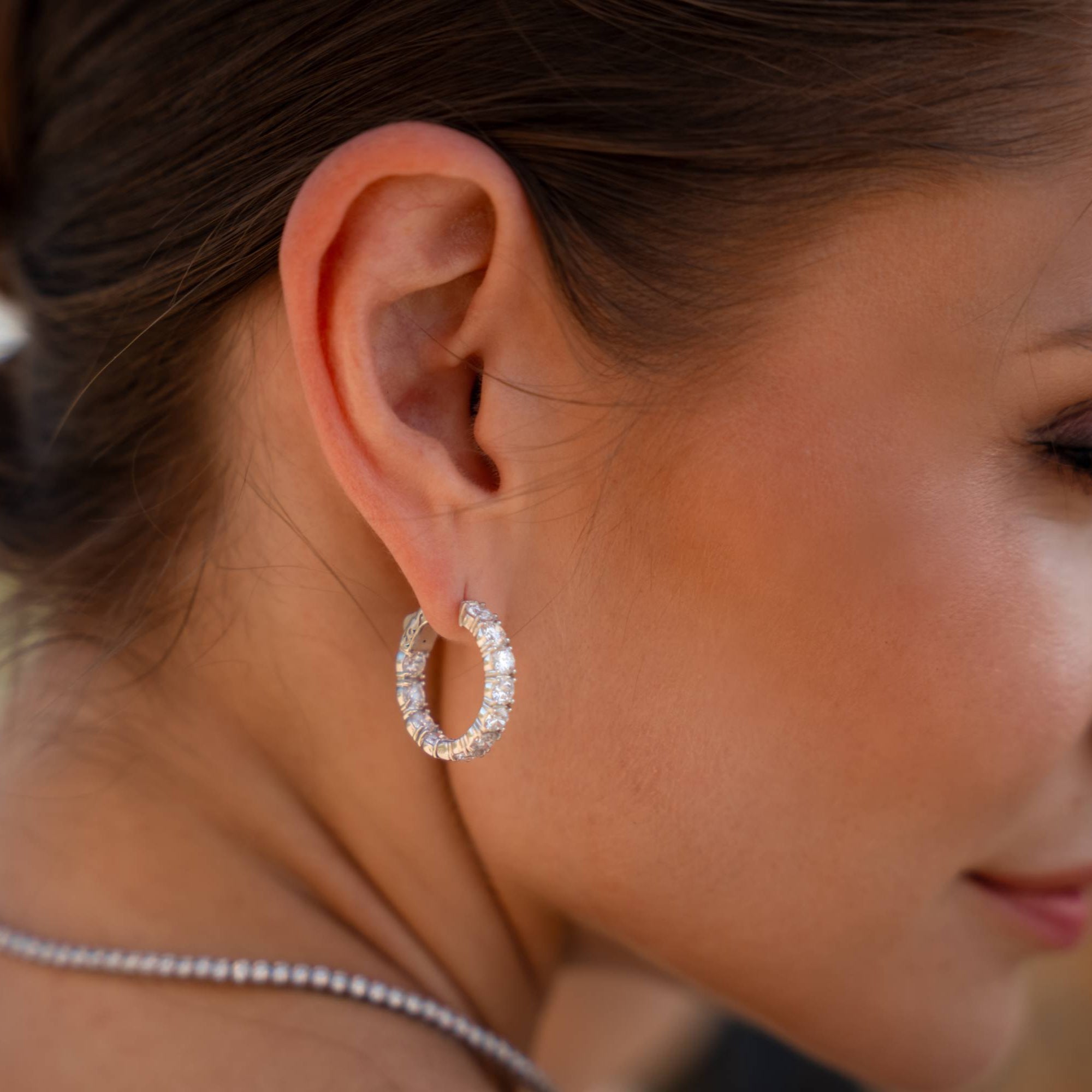 14k gold inside-out hoop earrings with lab-grown diamonds set on both inner and outer edges for a radiant, bold sparkle.