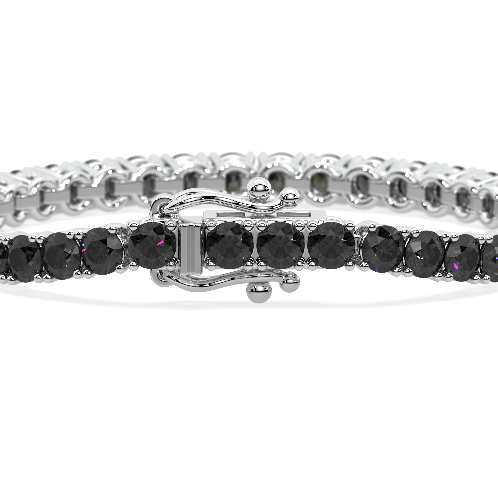 14k gold tennis bracelet with sleek black lab-grown diamonds in a 4-prong setting, minimalist and elegant design.
Close-up of black diamonds set in a 4-prong gold bracelet inspired by the vitality of the phoenix.
Side view of Obsidian Flame Bracelet featuring round black diamonds in a bold yet refined design.
Minimalist gold tennis bracelet with vivid black diamonds in a 4-prong flame-inspired setting.