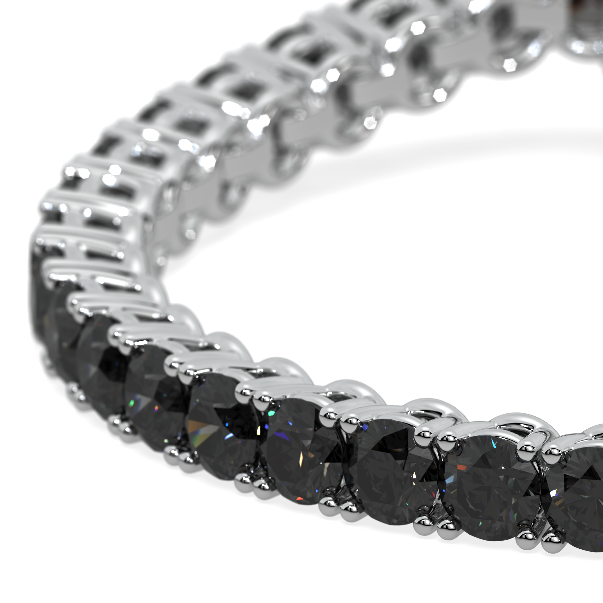 14k gold tennis bracelet with sleek black lab-grown diamonds in a 4-prong setting, minimalist and elegant design.
Close-up of black diamonds set in a 4-prong gold bracelet inspired by the vitality of the phoenix.
Side view of Obsidian Flame Bracelet featuring round black diamonds in a bold yet refined design.
Minimalist gold tennis bracelet with vivid black diamonds in a 4-prong flame-inspired setting.