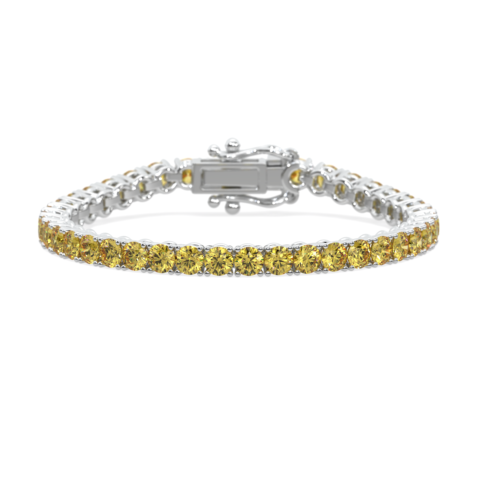 Elegant yellow diamond bracelet in 14k gold with minimalist arc design.
Luminous Arc Bracelet featuring yellow lab-grown diamonds in a sleek 4-prong setting.  Radiant tennis bracelet with yellow diamonds symbolizing warmth and connection.