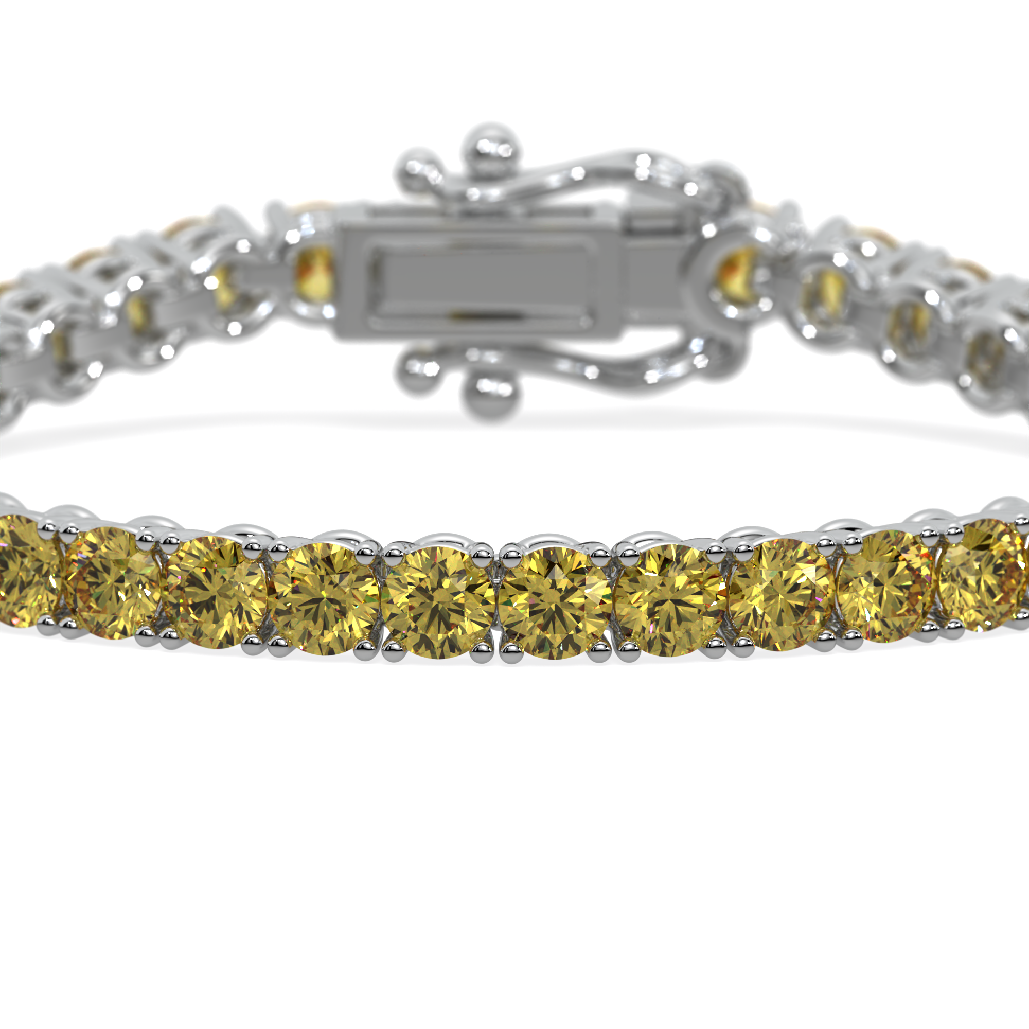 Elegant yellow diamond bracelet in 14k gold with minimalist arc design.
Luminous Arc Bracelet featuring yellow lab-grown diamonds in a sleek 4-prong setting.  Radiant tennis bracelet with yellow diamonds symbolizing warmth and connection.