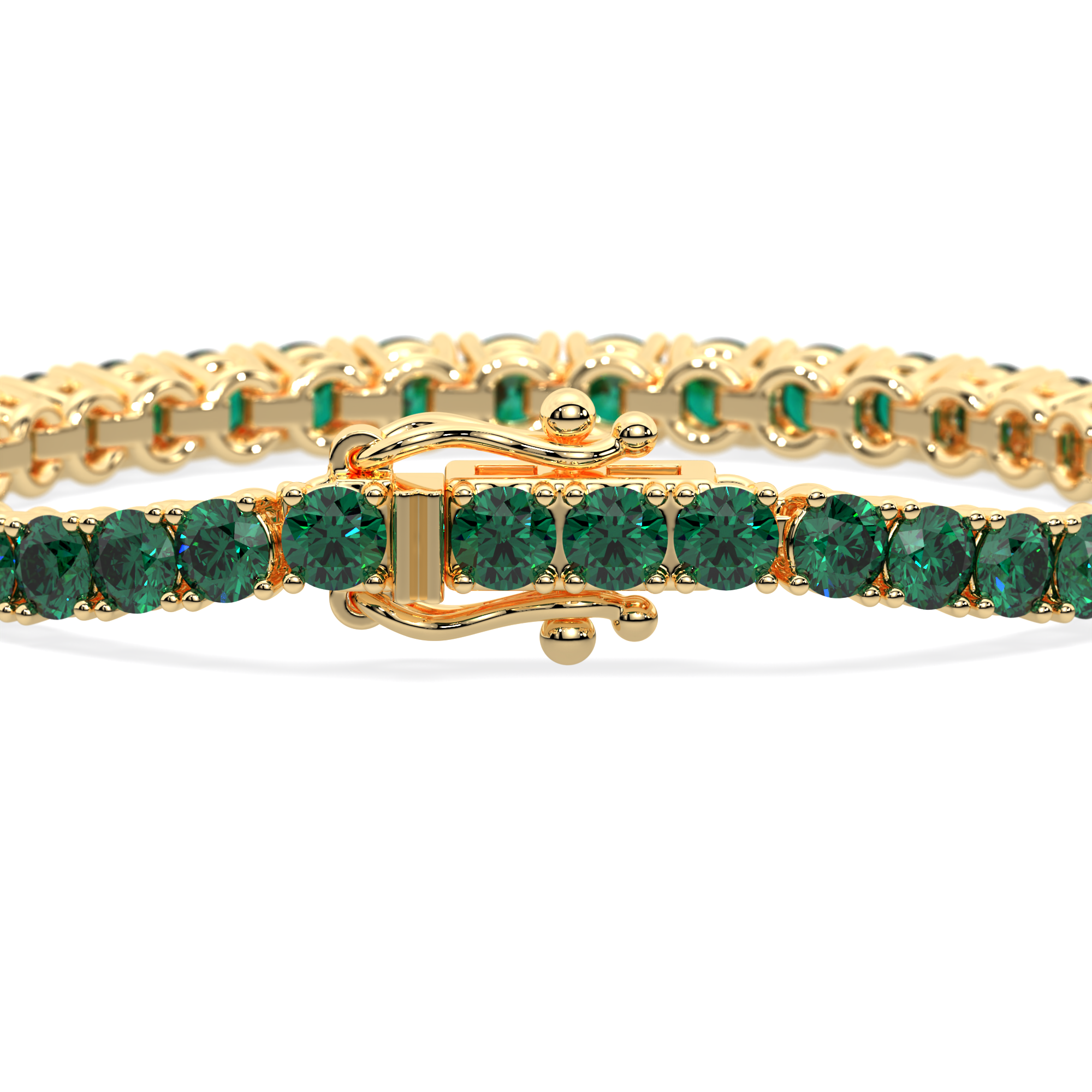 14k gold bracelet with deep green lab-grown diamonds in a 4-prong setting, inspired by the vitality of Earth.
Close-up of green diamonds set in a 14k gold bracelet, showcasing minimalist elegance and natural beauty.
Side view of The Flourish Bracelet featuring round green diamonds in a sleek 4-prong setting.
Elegant green diamond bracelet in 14k gold, a timeless design inspired by growth and renewal.