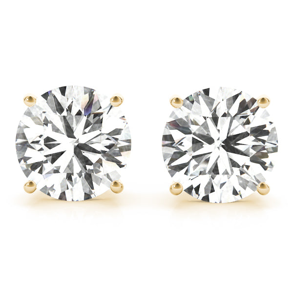 14k white gold diamond stud earrings featuring two round Lovinity diamonds in a four-prong setting. Minimalist, elegant, and versatile jewelry piece.