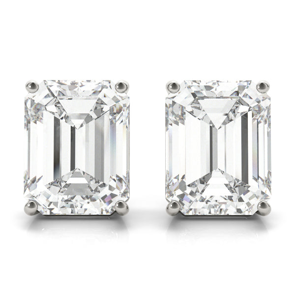 14k gold emerald-cut diamond stud earrings with lab-grown diamonds, exuding timeless elegance and sophistication.