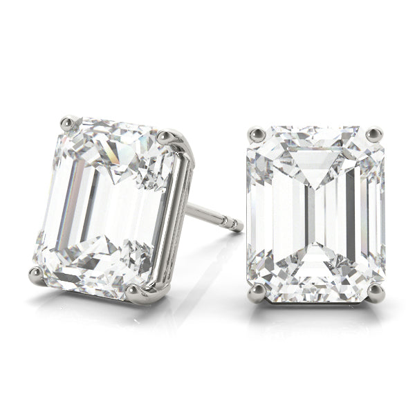 14k gold emerald-cut diamond stud earrings with lab-grown diamonds, exuding timeless elegance and sophistication.
