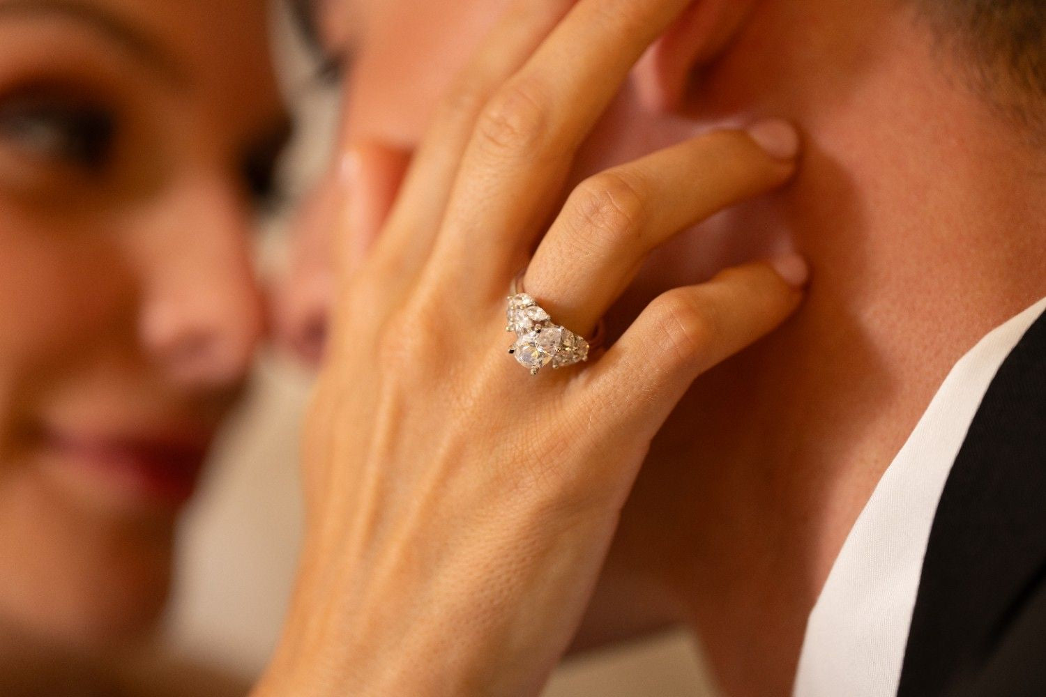 14k gold Harmony Petal Ring featuring a central Lovinity diamond surrounded by marquise-shaped diamonds.