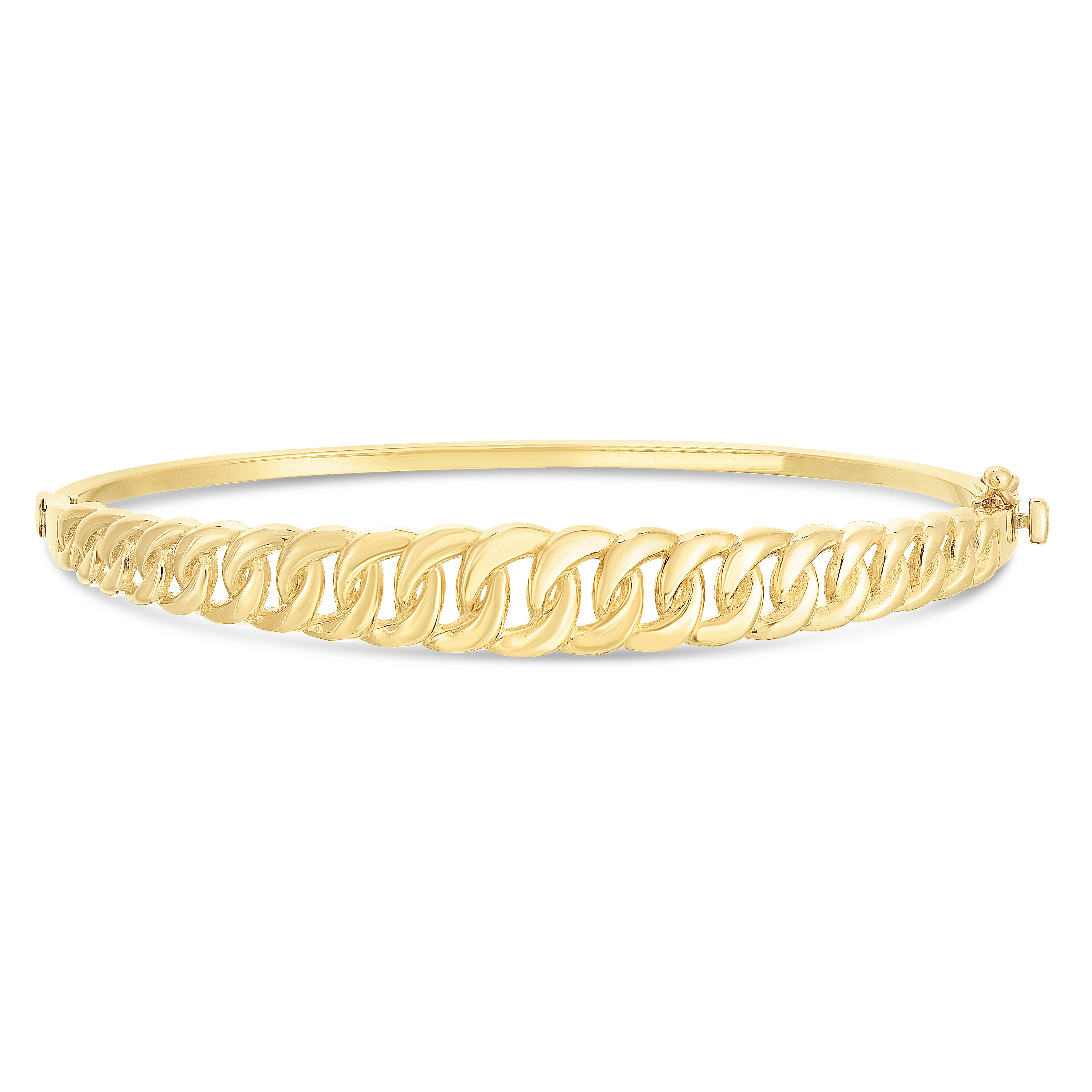Elegant gold bangle with interwoven chain design, perfect for daily wear or special occasions.
Timeless gold link bangle featuring seamless craftsmanship and bold, interconnected motifs.
Modern link-style gold bangle symbolizing strength and unity, crafted with a sleek silhouette.