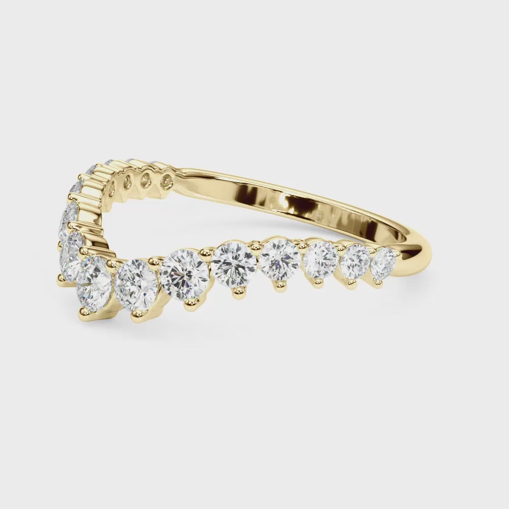 14k gold chevron diamond ring symbolizing growth and natural elegance.