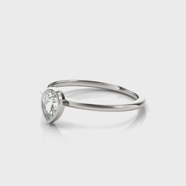 14k Gold Tear of Joy Ring with Pear-Shaped Lab-Grown Diamond in Bezel Setting.