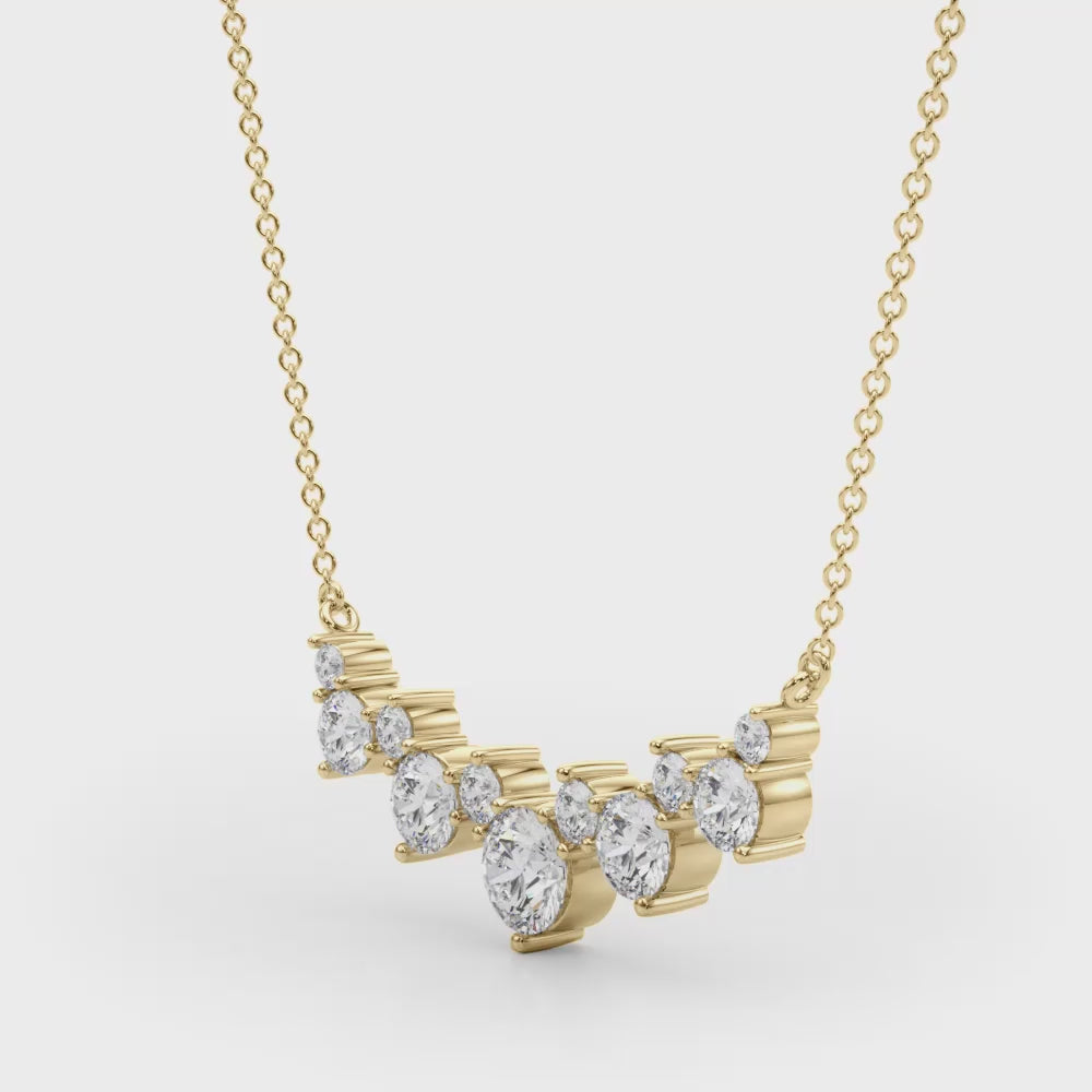 14k white gold Equilibrium necklace with lab-grown diamonds, featuring five bold Lovinity diamonds and six delicate ones for a perfect balance of elegance.