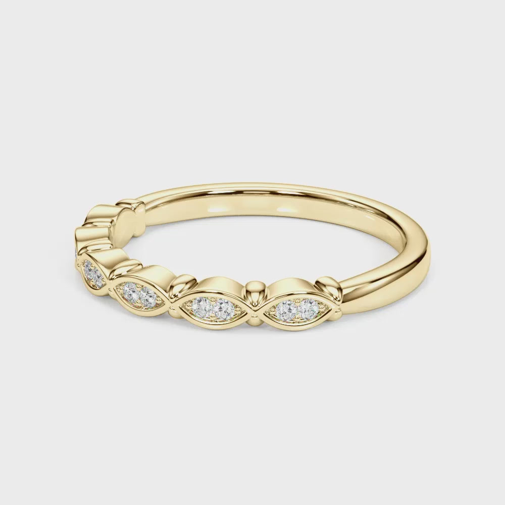 14k gold band with marquise-shaped Lovinity Diamonds, symbolizing protection and connection.